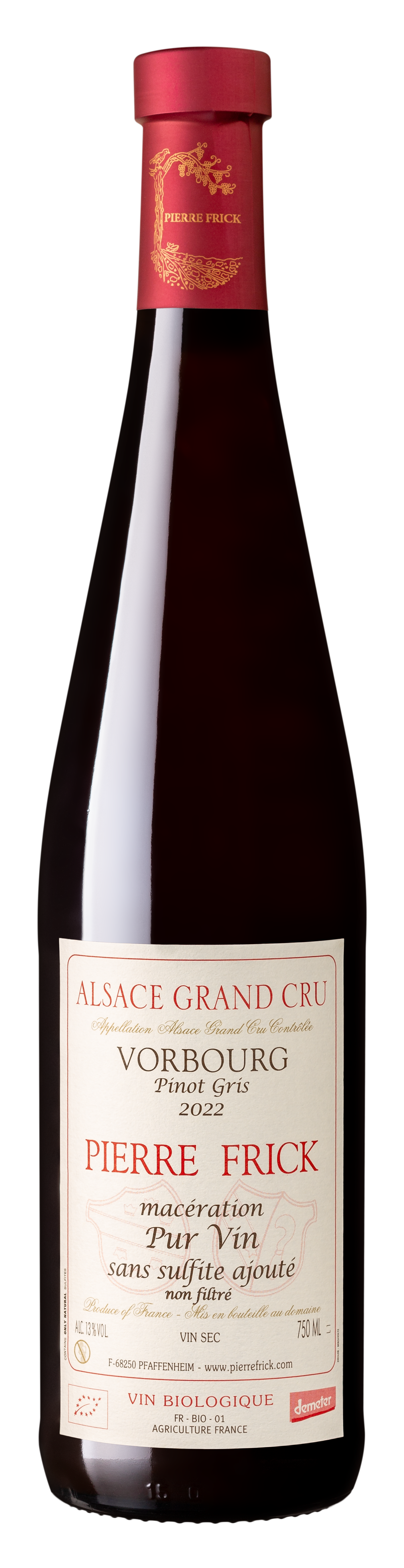 Étiquette PINOT GRIS Grand Cru VORBOURG - Macération - Pur Vin - sans sulfite ajouté