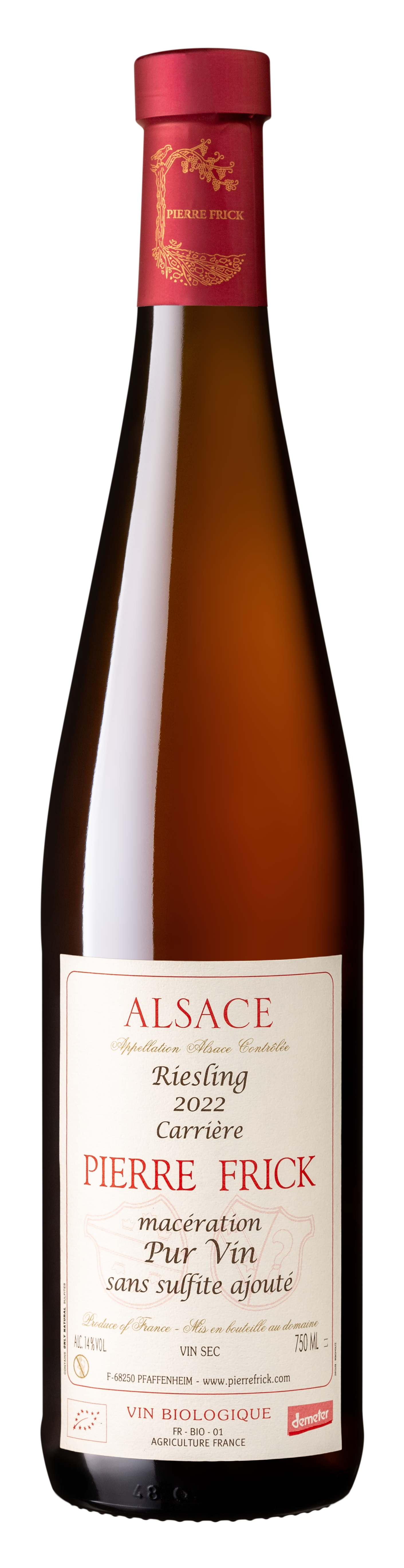 Étiquette RIESLING Carrière - Pur Vin - sans sulfite ajouté